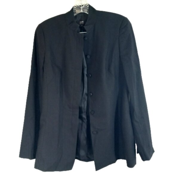 Zanella Blazer SZ 4 Black NWOT ITALY Hidden Button Row Nehru Collar  Lined - Picture 7 of 13